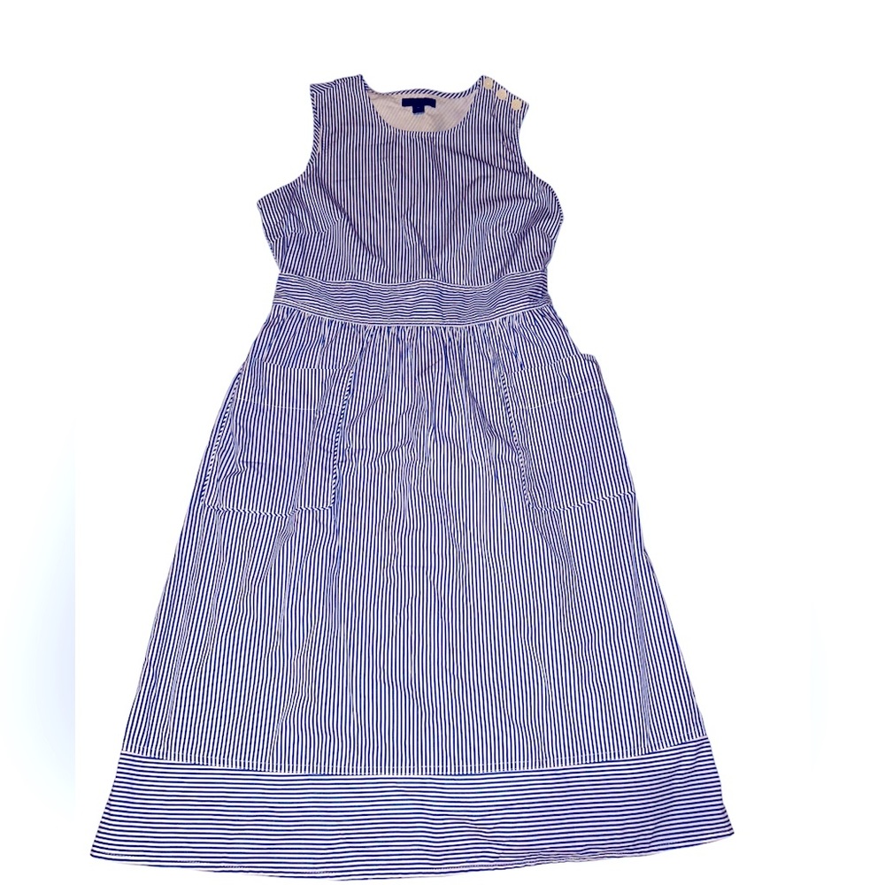 JCrew seersucker blue stripe dress